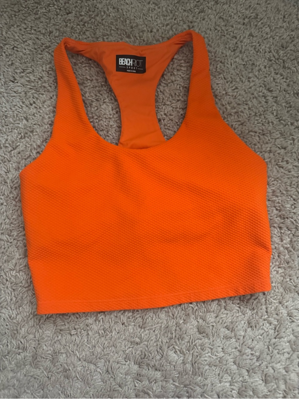 Beach Riot Orange Textured Racerback Crop Top